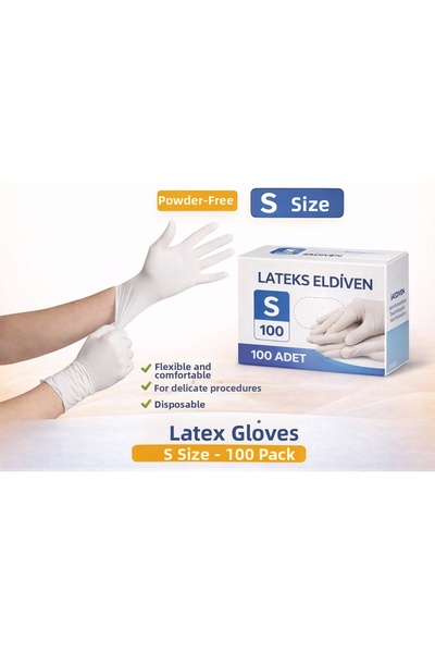 sylar Latex Gloves Size S Powder-Free 1Box of 100 Disposable Stretchy Examina...