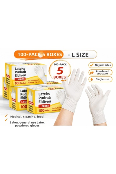 sylar Latex Powdered Gloves Size L 5 Boxes of 100 Total 500 Pieces Disposable...