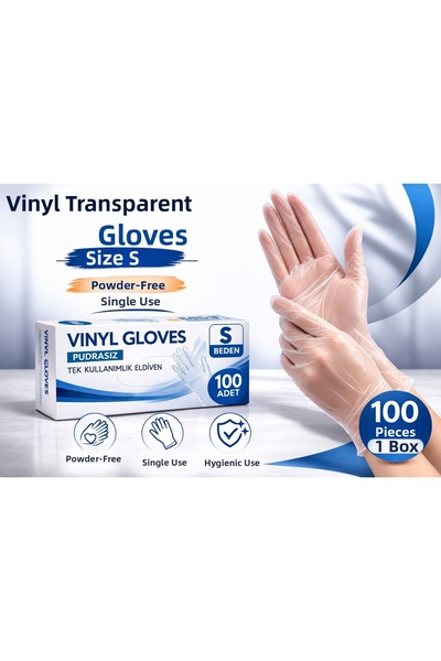 sylar Vinyl Transparent Gloves Size S Box of 100 Disposable Transparent Vinyl...