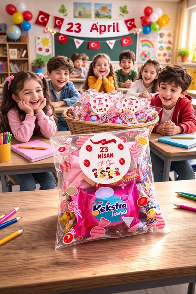 DEKAPAK مجموعة (عبوة + ملصق) مجموعة هدايا 23 أبريل، 20 كيس OPP + 23 ملصقًا لع...