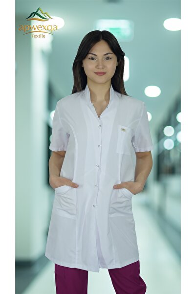 apwexqa tekstil ياقة هاكيم قصيرة الأكمام، طويلة الطول، مناسبة للأطباء والممرض...