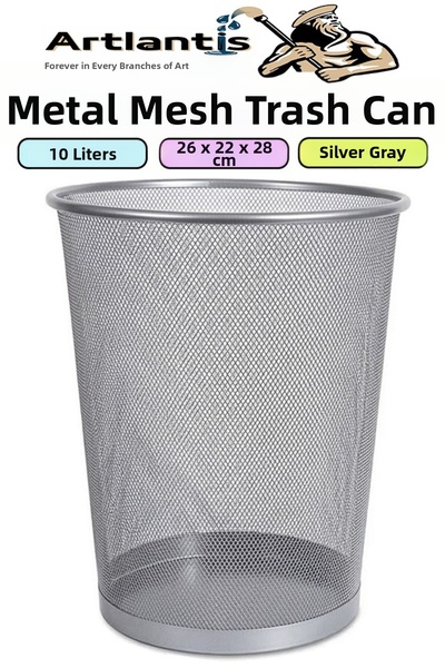 Artlantis Colorful Trash Can with Stainless Steel Mesh 1 Piece Office Desk Sc...