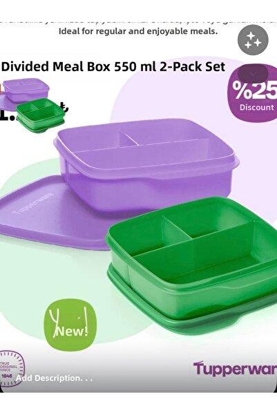 Tupperware Compartmentalized Nutrition 550 ml 2-Pack Colors as Shown in the I...