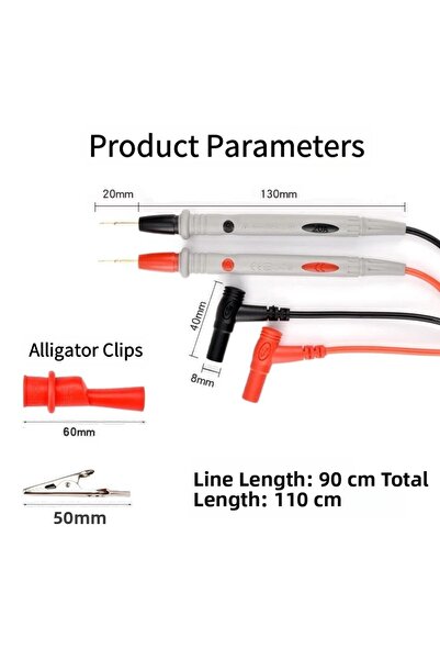 Choice أسلاك اختبار متعددة القياسات 20 أمبير 1000 فولت، مزودة بمجسات بموصلات ...