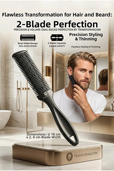 Transformacion مشط تمليس الشعر واللحية المكسور مع 2 شفرات حلاقة716861