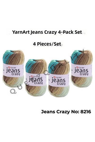 Yarnart Yarn Art Jeans Crazy Hand Knitting Yarn 8216 Punch Yarn Set of 4