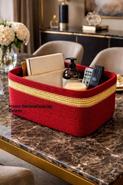 home decors by özlem صندوق تخزين مستطيل الشكل، منظم يدوي الصنع، مصنوع يدويًا