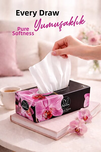 Papilion مناديل عطرية للعلاج بالروائح، 150 منديل ناعم الملمس للنظافة اليومية