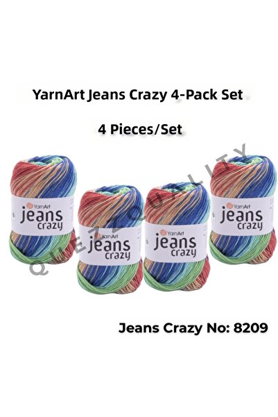 Yarnart Yarn Art Jeans Crazy Hand Knitting Yarn 8209 Punch Yarn Set of 4