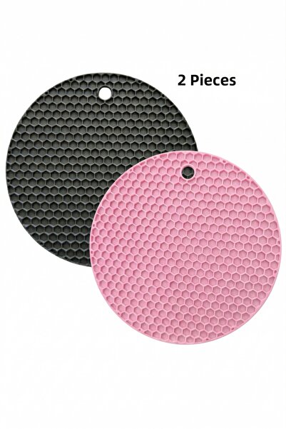 5Gen Tasarım قاعدة وصينية من السيليكون باللونين الوردي والرمادي، على شكل قرص ...