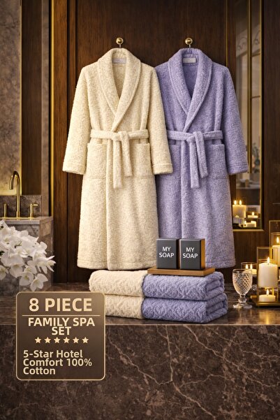 MUK's Σετ μπουρνούζια 8 τεμαχίων, 100% βαμβακερά, πολυτελείας, με ειδική τσάντα