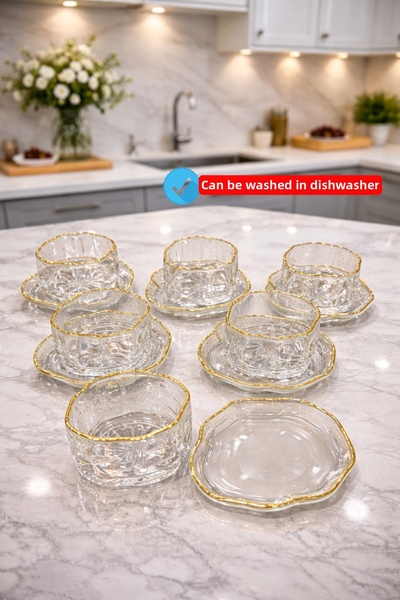 CHANCE GİFT 12 قطعة من أوعية تقديم الحلويات غير المتماثلة ذات الحواف الزجاجية...