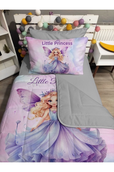 yok yok evim eve dair her şey Quilted Princess Patterned 4-Piece Set (100% Co...