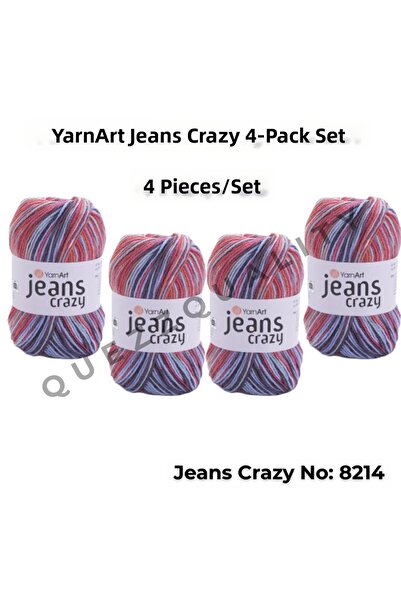 Yarnart Yarn Art Jeans Crazy Hand Knitting Yarn 8214 Punch Yarn Set of 4