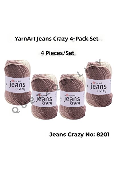 Yarnart خيط حياكة يدوي من Yarn Art Jeans Crazy El، طقم من 4 خيوط حياكة 8201