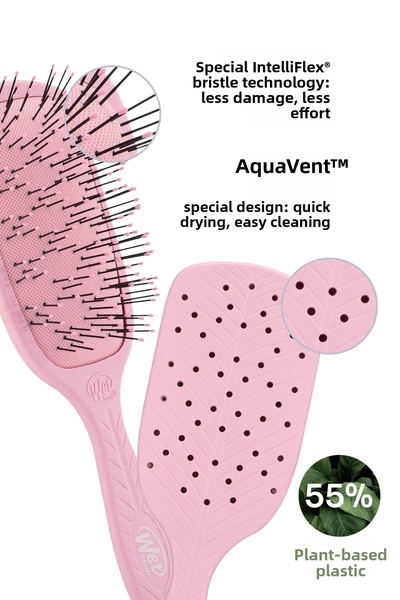 Wet Brush Go Green Paddle Detangler Wide Hair Brush for Thick Strands Hair Pink