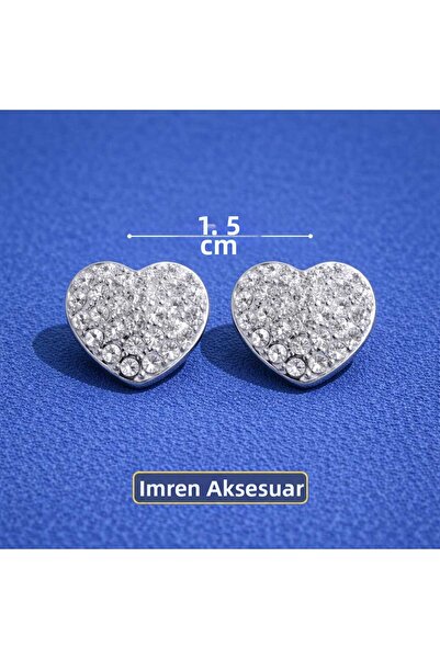 İMREN AKSESUAR Buton din piatră de cristal cu inimă metalizată gri de 1,5 cm ...