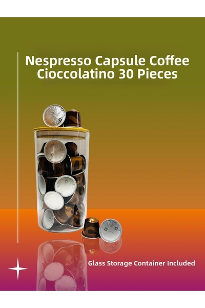 Nespresso كبسولات قهوة باريستا كرييشنز سيوكولاتينو 30 قطعة + صندوق تخزين زجاجي