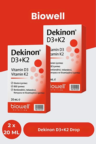 Biowell ديكينون فيتامين د3 + ك2 قطرات 20 مل 2 قطعة