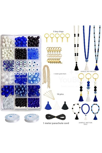 By MO Accessories Σετ κατασκευής κοσμημάτων με χάντρες και χρώματα Evil Eye γ...