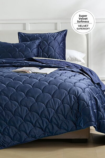 EvienHome Shane Velvet Bedspread Set Double 3 Piece Quilted Supersoft Soft Fi...