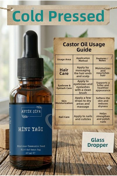 Antik Şifa Natural Castor Oil - 100% Undiluted, 3X20ML Cold Pressed