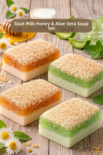 bermark مجموعة من 4 قطع مصنوعة يدويًا من ألياف اليقطين الطبيعية وحليب الحمار ...