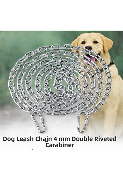 Vi Caro 12 Meters Dog Tie-Out Chain 4 mm Leash + 2 Screwed Carabiners Steel D...