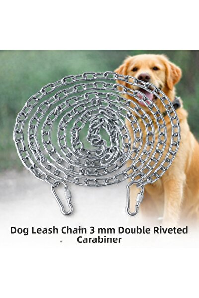 Vi Caro 4 Meters Dog Tie-Out Chain 3 mm Walking Chain + 2 Screwed Carabiners ...