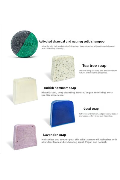 Levand Refreshing Herbal Bliss Gift Set (5 Pieces) 4 Soaps + 1 Solid Shampoo