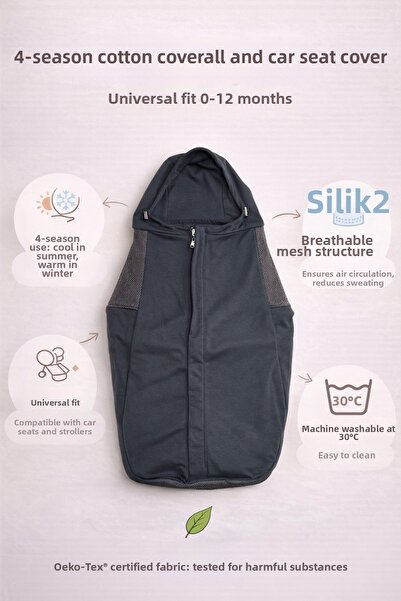 ubeybi بدلة نوم قطنية للأطفال من 4 مواسم - سرير نوم للأطفال في السيارة مصنوع ...