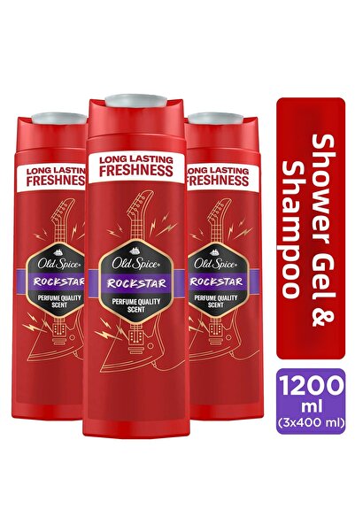 Old Spice Rockstar Men's Shower Gel and Shampoo 3 in 1 Body Hair Face 400 ml ...