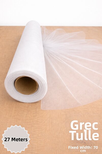 Mortex Бял ирански гръцки тюл Дължина 27 метра Ширина 70 см - За годеж, сватб...