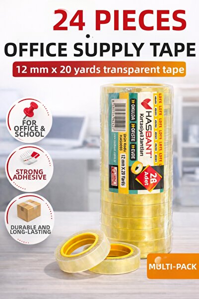CT STONES 24 Pcs Stationery Tape 12 mm X 20 Yards Transparent Tape Strong Adh...