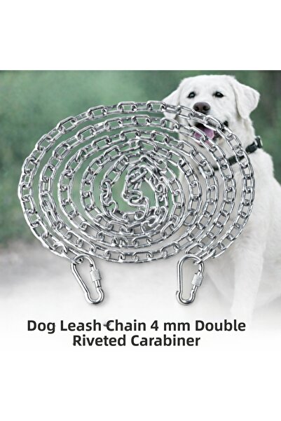 Vi Caro 14 Meters Dog Tie-Out Chain 4 mm Walking Chain + 2 Screwed Carabiners...