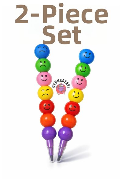 OYUNKAFASI Emoji Headed Felt-Tip Pen 2 Pieces – Colorful Fun Children's Pen Gift
