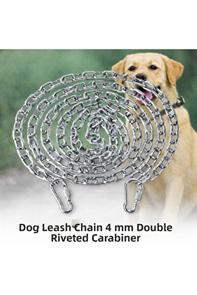 Vi Caro 1.5 Meter Dog Tie-Out Chain 4 mm Walking Chain + 2 Screwed Carabiners...