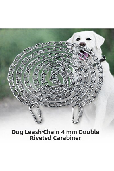 Vi Caro 1.20 Meters Dog Tie-Out Chain 4 mm Walking Chain + 2 Screwed Carabine...