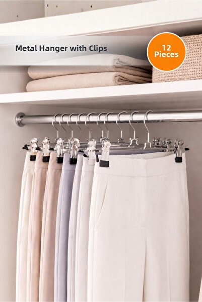 Orvila 12 Pantaloni și fuste Mr. Latch - Umeraș metalic de 40 cm