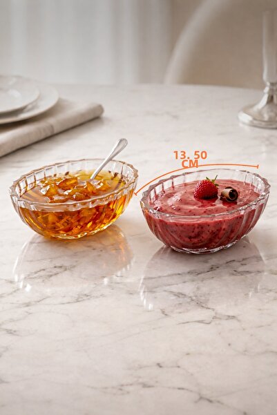 Gülümseten Avm Set of 6 Oval Fish Scale Glass Snack Bowls 13.5 cm |   Jam Bow...