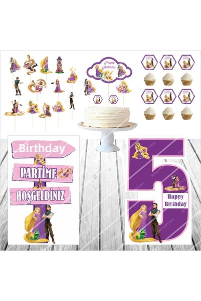 Generic Brand Rapunzel Birthday Table Board / Cake Decoration Set Age 5