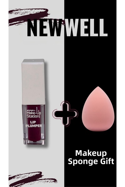New Well Station Lip Plumping Effect Lip Gloss Plum + Sponge as a Gift