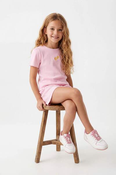 TRENDYOLKIDS Rosa besticktes/verziertes Strick-Oberteil und Unterteil-Set TKD...