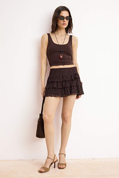 Trendyol Collection Fusta de petrecere din dantelă căptușită cu pantaloni scu...