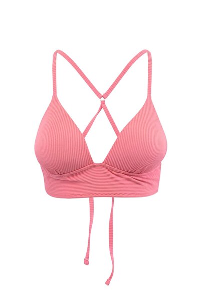 Trendyol Kollektion Rosafarbenes, strukturiertes Triangel-Push-up-Bikiniobert...