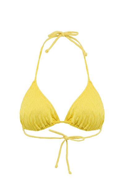 Trendyol Collection Yellow Textured Triangle Covered Bikini Top Tbess23Bu00272