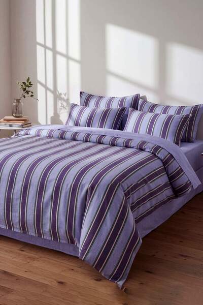 TRENDYOLMİLLA HOME Double Size Easy-Iron Striped Elastic Sheet Bedding Set 20...