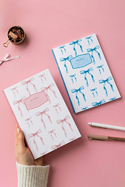 TRENDYOLMİLLA HOME مجموعة من دفترين مخططين بنمط فيونكة 18.5 سم × 26 سم TPHSS2...