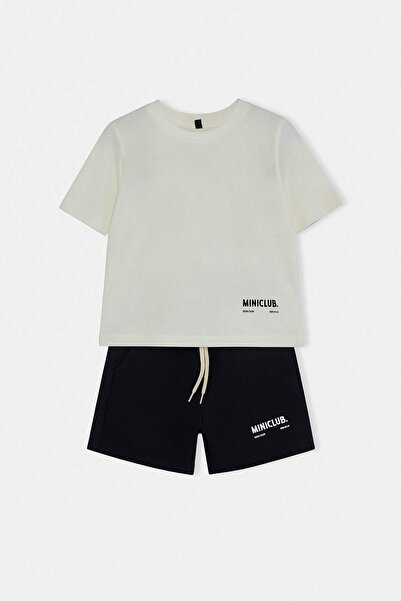 TRENDYOLKIDS Екрю смугастий трикотажний комплект TKDSS26AU00035