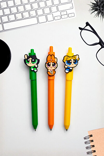 excarpin Sevimli Powerpuff Girls Karakterli Üçlü Kalem Takımı
